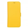  Apple iPhone 13 Pro Uyumlu Deri Cüzdanlı Kılıf Limon Sarı