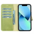  Apple iPhone 13 Uyumlu Deri Cüzdanlı Kılıf Antik yeşil