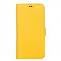  Apple iPhone 13 Uyumlu Deri Cüzdanlı Kılıf Limon Sarı