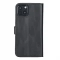  Apple iPhone 13 Uyumlu Deri Cüzdanlı Kılıf Rustik Siyah