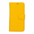  Apple iPhone 15 Pro Uyumlu Deri Cüzdanlı Kılıf MWWN FL12 Sarı