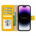  Apple iPhone 15 Uyumlu Deri Cüzdanlı Kılıf MWWN FL12 Sarı