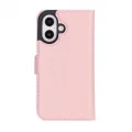  Apple iPhone 16 Plus uyumlu, Hakiki Deri, El Yapımı, Cüzdanlı Kılıf, Toz Pembe