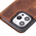  Apple iPhone 16 Pro Max uyumlu, Hakiki Deri, El Yapımı, Cüzdanlı Kılıf, Antik Kahve