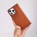 BUĞZ Apple iPhone 16 Pro Max uyumlu, Hakiki Deri, El Yapımı, Cüzdanlı Kılıf, Gölgeli Taba