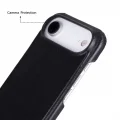 BUĞZ Apple iPhone 17 Air için, Hakiki Deri, El Yapımı Kılıf, Magsafe ile uyumlu, İç Yüzeyi Kadife, Kömür Siyah