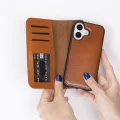 BUĞZ Apple iPhone 17 için, Hakiki Deri, El Yapımı Cüzdanlı Kılıf, Magsafe ile uyumlu, İç Yüzeyi Kadife, Gölgeli Taba