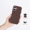 BUĞZ Apple iPhone 17 için, Hakiki Deri, El Yapımı Kılıf, Magsafe ile uyumlu, İç Yüzeyi Kadife,Antik Kahve