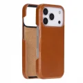 BUĞZ Apple iPhone 17 Pro için, Hakiki Deri, El Yapımı Kılıf, Magsafe ile uyumlu, İç Yüzeyi Kadife, Gölgeli Taba