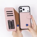 BUĞZ Apple iPhone 17 Pro Max için, Hakiki Deri, El Yapımı Cüzdanlı Kılıf, Magsafe ile uyumlu, İç Yüzeyi Kadife, Pembe
