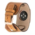  Apple Watch Uyumlu Deri Kordon 42-44-45mm Cuff G19 Taba
