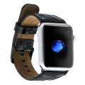  Apple Watch Uyumlu Deri Kordon 42-44-45mm Kroko Siyah