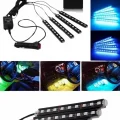  Araç İçi Ayak Altı 12li Şerit Led Işık Uzaktan Kumandalı RGB Işıklı Ses ve Müziğe Duyarlı