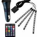 Araç Içi Aydınlatma Kumandalı 12 Led Ayak Altı Led Ambiyans Işığı Sese Duyarlı Kumandalı