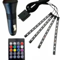  Araç Içi Aydınlatma Kumandalı 12 Led Ayak Altı Led Ambiyans Işığı Sese Duyarlı Kumandalı