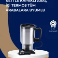  Araç İçi Paslanmaz Çelik Isıtıcı Termos Bardak 12V Çakmak Girişli