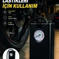 BUĞZ Araç Lastik Şişirme Pompası Taşınabilir Analog Basınç Göstergeli Hava Kompresörü