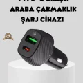 BUĞZ Araç Tipi Hızlı Şarj Adaptörü Type-C PD USB Çift Port Kompakt