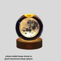 BUĞZ Ay Temalı Kristal Küre Gece Lambası LED Aydınlatmalı Premium Dekor