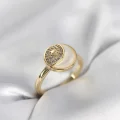 BUĞZ Ay Yıldız Model Gold Renk Zirkon Taşlı Kadın Yüzük