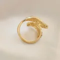 BUĞZ Ayarlamalı Gold Renk Metal Zirkon Taşlı Kanat Yüzük - BUĞZ