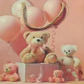 BUĞZ Ayıcık Desenli Pembe Büyük Boy Karton Hediye Çantası