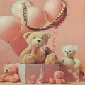BUĞZ Ayıcık Desenli Pembe Büyük Boy Karton Hediye Çantası