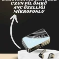 BUĞZ Aynalı Bluetooth Kulaklık ve 7 Kordonlu Akıllı Saat Dijital Göstergeli Uzun Pil Ömrü