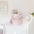  Baby Kullanımı Kolay Desenli Taşınabilir Düzenleyici Yuvarlak Sepet(pembe)