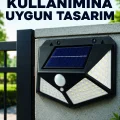 BUĞZ Bahçe Balkon Garaj ve Girişler İçin Güneş Enerjili Hareket Sensörlü LED Duvar Lambası