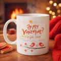 BUĞZ Be My Valentine Porselen Kupa Model 7 - Sevgililer Günü Hediyesi-Aşk Temalı Sevimli Kupa