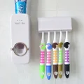 BUĞZ Beyaz Diş Macunu Sıkacağı ve 5li Fırça Tutucu Duvar Tipi Pratik Banyo Aksesuarı Seti