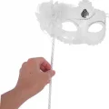  Beyaz Işıltılı Tutmalı Fotoğraf Çekimi Maskesi 18x29 cm