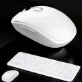  Beyaz Kablosuz Klavye Fare Seti Kablosuz Fare USB Alıcı PC Uyumlu