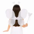 BUĞZ Beyaz Kelebek Kız Seti – 50 Cm Kelebek Kanadı, Taç Ve Asa