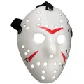  Beyaz Kırmızı Çizgili Tam Yüz Hokey Maskesi