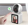 BUĞZ Beyaz LCD Ekranlı 1080P Görüntülü Bebek Kamerası, Gece Görüşü ve Canlı İzleme Özellikli