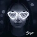 BUĞZ Beyaz Led Işıklı Kalp Gözlük – 3 Modlu Parti  Glow Gözlüğü