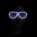 BUĞZ Beyaz Led Işıklı Parti Gözlüğü - Neon Glow Şerit Gözlük 3 Modlu
