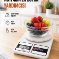 BUĞZ Beyaz Plastik Dijital Mutfak Tartısı – 24x16.8x1.5cm