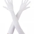 BUĞZ Beyaz Renk Dirseğe Kadar Uzun Kumaş Eldiven 40 Cm