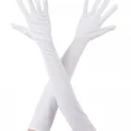 BUĞZ Beyaz Renk Dirseğe Kadar Uzun Kumaş Eldiven 40 Cm Bx40