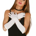 BUĞZ Beyaz Renk Dirseğe Kadar Uzun Kumaş Eldiven 40 Cm Bx40