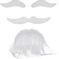 BUĞZ Beyaz Renk Kendinden Yapışkanlı Takma Sakal Bıyık ve Kaş Seti