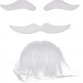 BUĞZ Beyaz Renk Kendinden Yapışkanlı Takma Sakal Bıyık ve Kaş Seti