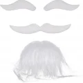 BUĞZ Beyaz Renk Kendinden Yapışkanlı Takma Sakal Bıyık ve Kaş Seti