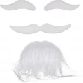 BUĞZ Beyaz Renk Kendinden Yapışkanlı Takma Sakal Bıyık Ve Kaş Seti