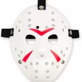  Beyaz Renk Kırmızı Çizgili Tam Yüz Hokey Jason Maskesi Hannibal Maskesi