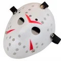 BUĞZ Beyaz Renk Kırmızı Çizgili Tam Yüz Hokey Jason Maskesi Hannibal Maskesi