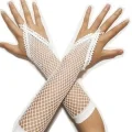 BUĞZ Beyaz Renk Parmak Arası File Örgü Eldiven 26 cm